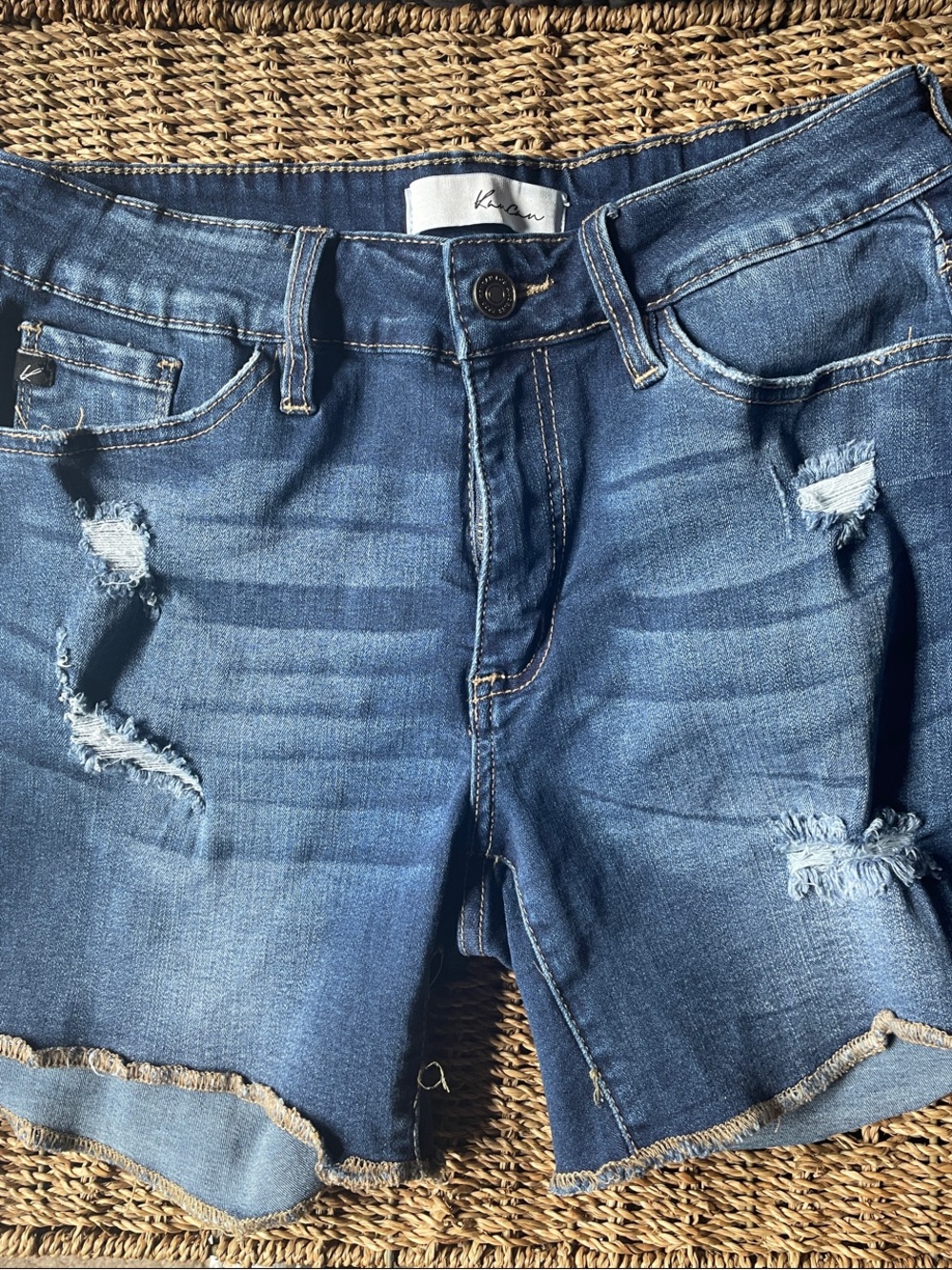 Distressed Blue Denim Cutoff Shorts